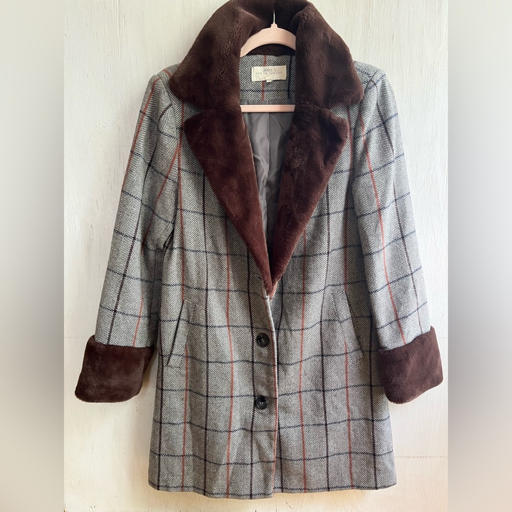ANTHROPOLOGIE- FRENCHMAUVE Eva Faux Fur Trimmed Coat - Picture 2 of 13